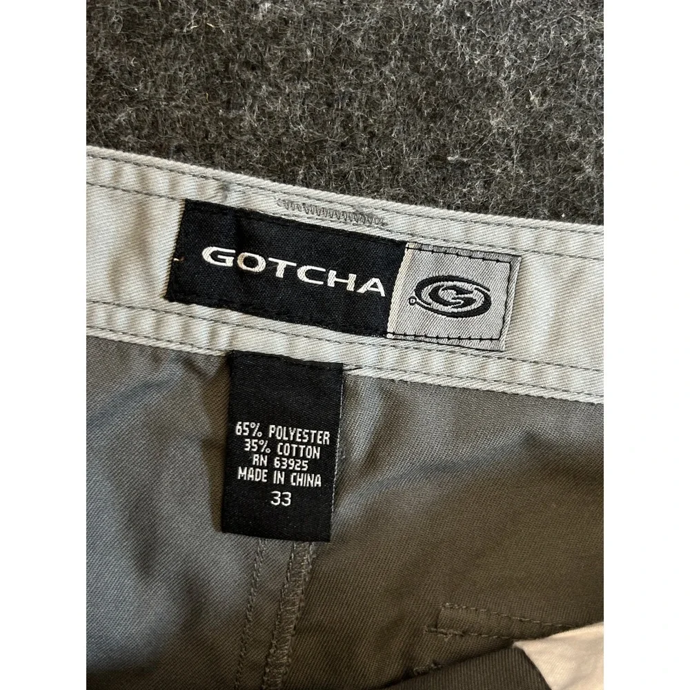 VTG Gotcha Mens Cargo Shorts Gray Size 33 Y2K Baggy Outdoor Pockets Multi-Pocket